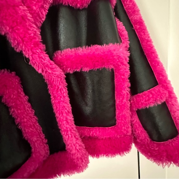 Stand Studio Black/Pink Fur Jacket Like New - Picture 2 of 5